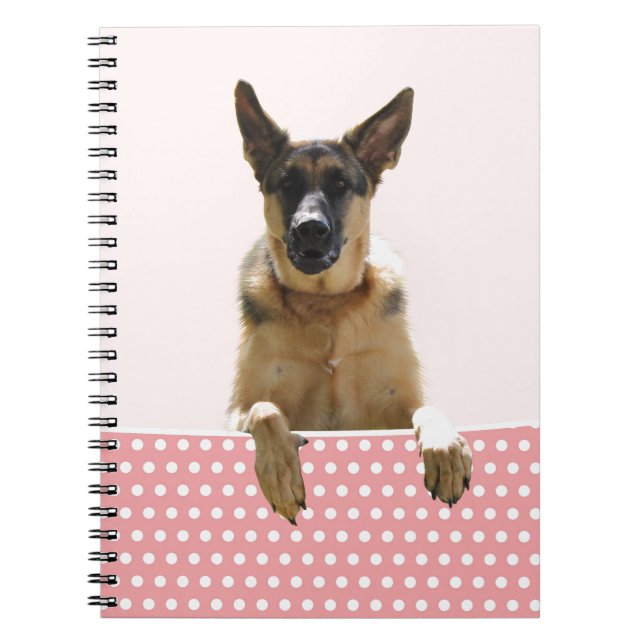 Deutscher Schäferhund Hund Pink Polka Dots Notizblock (Vorderseite)