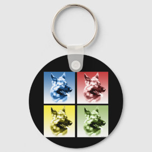 Deutscher Schäferhund Hund Pop Kunst Schlüsselanhänger