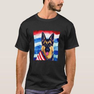 Deutscher Schäferhund Hund Rasse US Flag Pet Ameri T-Shirt