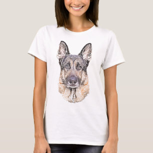 Deutscher Schäferhund Hund Sketched Artwork T-Shirt