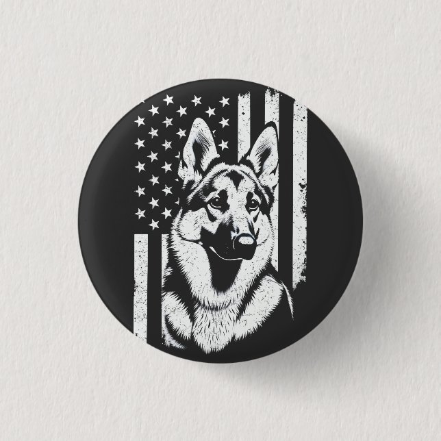Deutscher Schäferhund Hund USA Flag 4. Juli Button (Vorderseite)