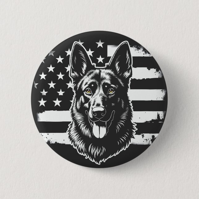 Deutscher Schäferhund Hund USA Flag 4. Juli Button (Vorderseite)