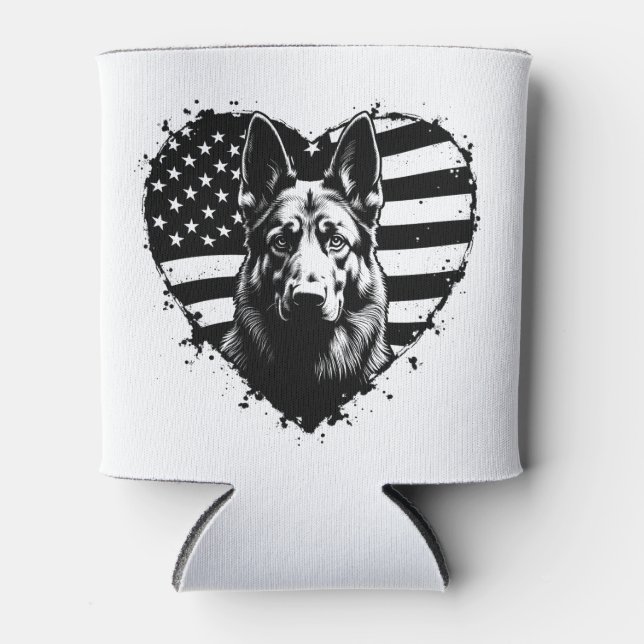 Deutscher Schäferhund Hund USA Flag 4. Juli Dosenkühler (Vorderseite)