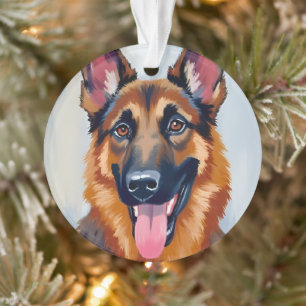 Deutscher Schäferhund Hund Wasserfarbe Haustier Ornament