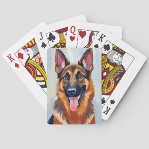Deutscher Schäferhund   Hund Wasserfarbe Haustier Spielkarten