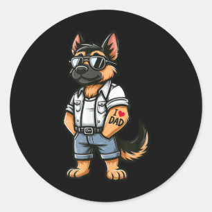 Deutscher Schäferhund I Liebe Vater Funny Dog Tatt Runder Aufkleber