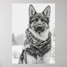 Deutscher Schäferhund im Schnee Poster