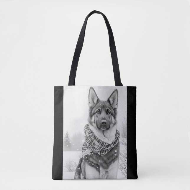 Deutscher Schäferhund im Schnee Tasche (Vorderseite)