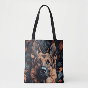 Deutscher Schäferhund in Blättern Tasche