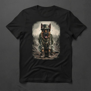 Deutscher Schäferhund in einem Soldatenanzug T-Shirt