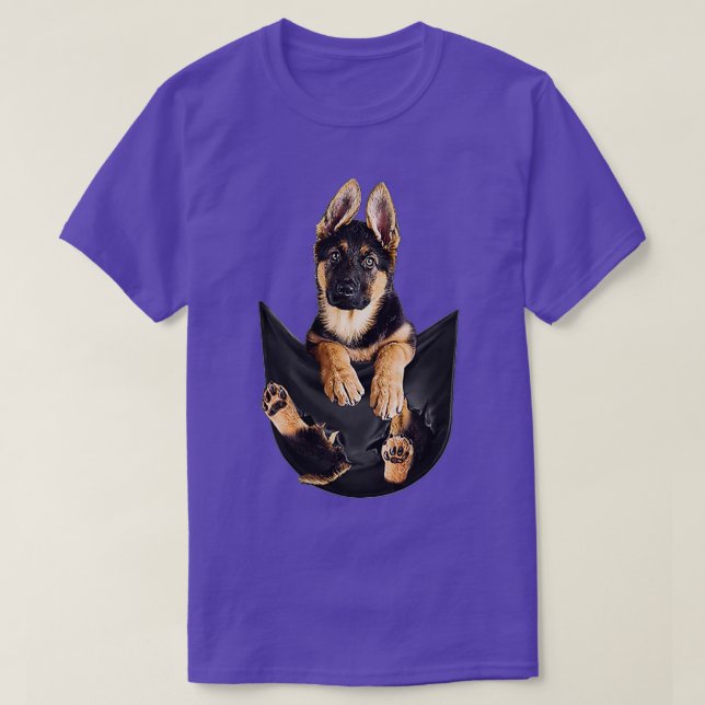 Deutscher Schäferhund in Pocket Funny Dog Lover Ge T-Shirt (Design vorne)
