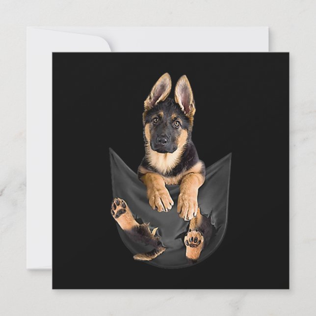 Deutscher Schäferhund in Pocket T - Shirt Funny Do Einladung (Vorderseite)