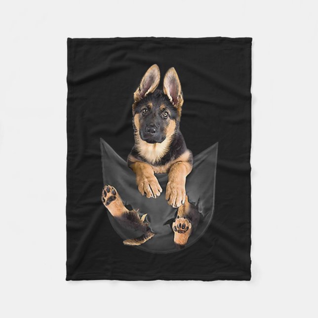 Deutscher Schäferhund in Pocket T - Shirt Funny Do Fleecedecke (Vorderseite)