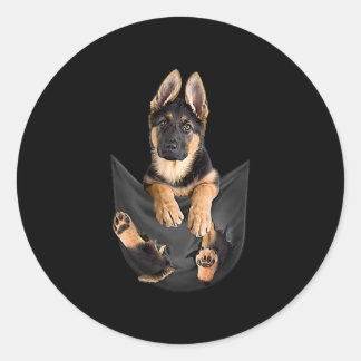 Deutscher Schäferhund in Pocket T - Shirt Funny Do Runder Aufkleber