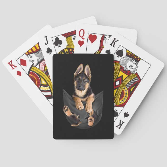 Deutscher Schäferhund in Pocket T - Shirt Funny Do Spielkarten (Rückseite)