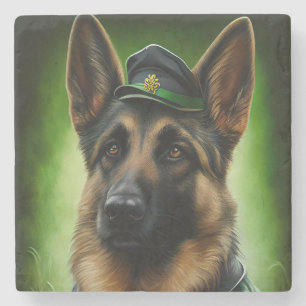 Deutscher Schäferhund in St. Patrick's Day-Kleidun Steinuntersetzer