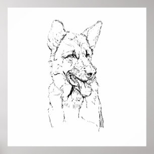 Deutscher Schäferhund, individuelle Hunde-Illustra Poster