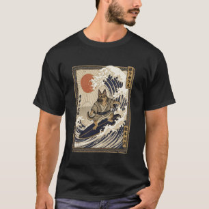 Deutscher Schäferhund Japanisches Surfen Kanagawa T-Shirt