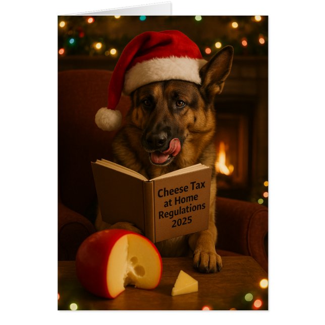 Deutscher Schäferhund 'Käse-Steuer' Weihnachtskart (Vorne)