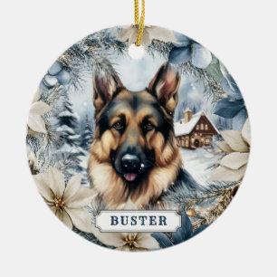 Deutscher Schäferhund Keramik-Kreis-Ornament Keramik Ornament