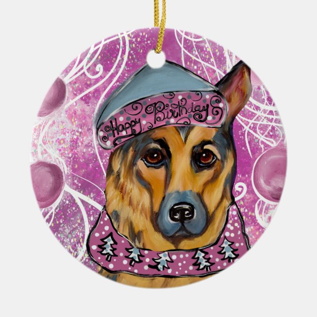 Deutscher Schäferhund Keramik Ornament (Vorne)