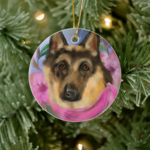 DEUTSCHER SCHÄFERHUND KERAMIK ORNAMENT