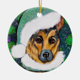 DEUTSCHER SCHÄFERHUND KERAMIK ORNAMENT