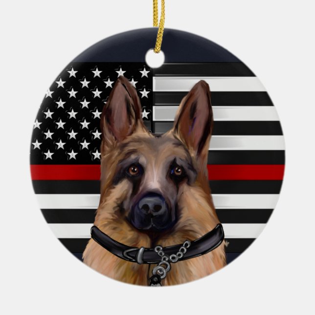 Deutscher Schäferhund Keramik Ornament (Vorne)