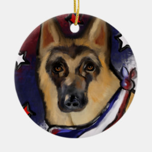 DEUTSCHER SCHÄFERHUND KERAMIK ORNAMENT