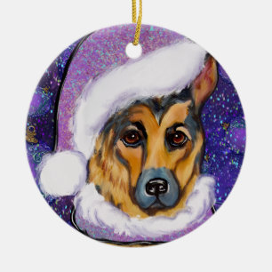 DEUTSCHER SCHÄFERHUND KERAMIK ORNAMENT