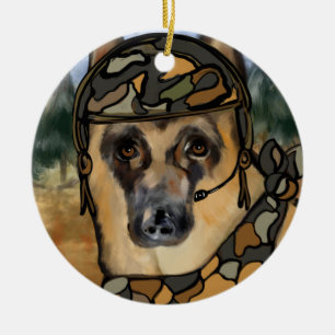 DEUTSCHER SCHÄFERHUND KERAMIK ORNAMENT