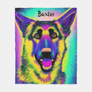Deutscher Schäferhund Konfetti Pop Art mit optiona Fleecedecke
