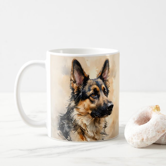 Deutscher Schäferhund Kunst Design Tasse (Mit Donut)