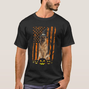 Deutscher Schäferhund Kürbis Amerikanische Flagge T-Shirt