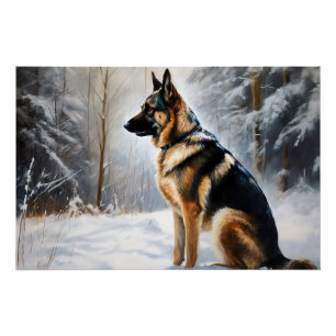 Deutscher Schäferhund Lass es schneien Weihnachten Poster