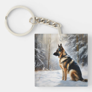 Deutscher Schäferhund Lass es schneien Weihnachten Schlüsselanhänger