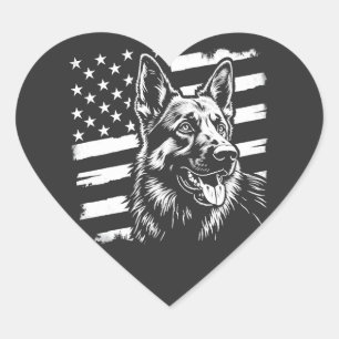 Deutscher Schäferhund Liebhaber USA Amerikanische Herz-Aufkleber