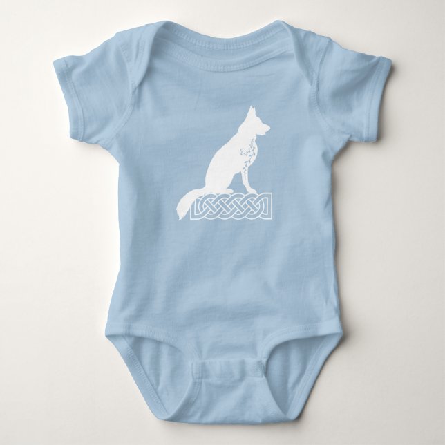 Deutscher Schäferhund Loki Sailor's Knot White Baby Strampler (Vorderseite)
