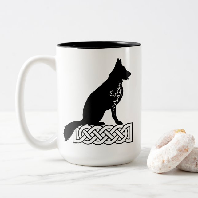 Deutscher Schäferhund Loki Sailor's Knot Zweifarbige Tasse (Mit Donut)