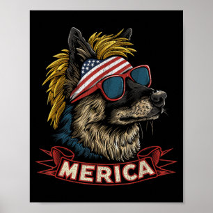 Deutscher Schäferhund - Lustiger 4. Juli Amerikani Poster