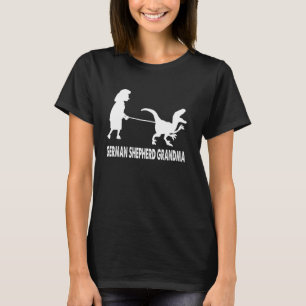 Deutscher Schäferhund Lustiger gehender Dinosaurie T-Shirt