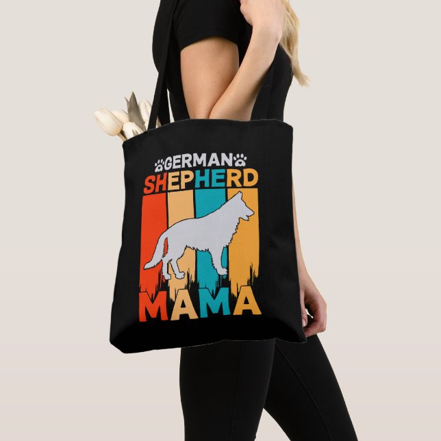 Deutscher Schäferhund MAMA, blau gelb auf schwarz Tasche (Von Nahem)