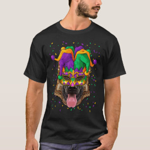 Deutscher Schäferhund Mardi Gras Hundegesicht Karn T-Shirt