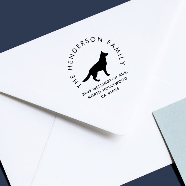 Deutscher Schäferhund Maßgeschneiderte Rücksendead Gummistempel (Von Creator hochgeladen)