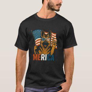 Deutscher Schäferhund Merica Amerikanische Flagge T-Shirt