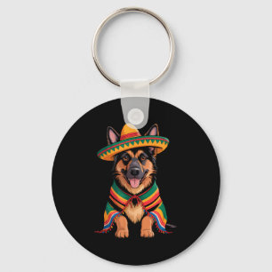 Deutscher Schäferhund mexikanischer Sombrero Mexik Schlüsselanhänger