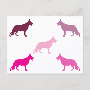 Deutscher Schäferhund minimales Muster Magenta Postkarte