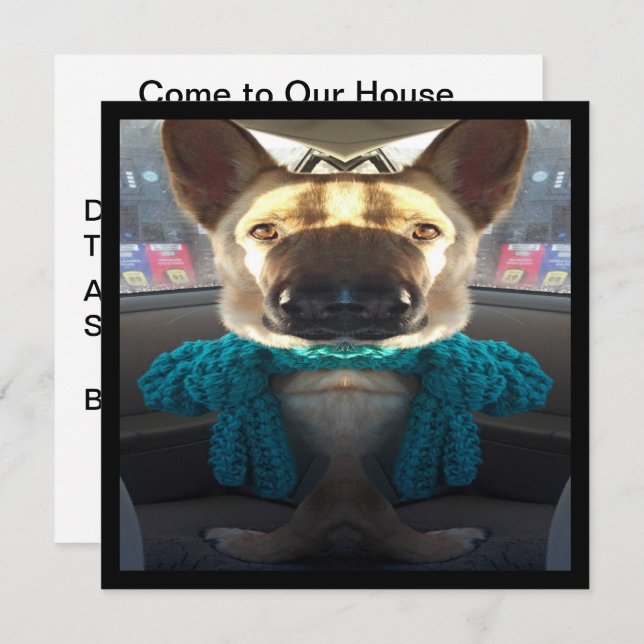 Deutscher Schäferhund Mirrored Verzerrung Einladung (Vorne/Hinten)