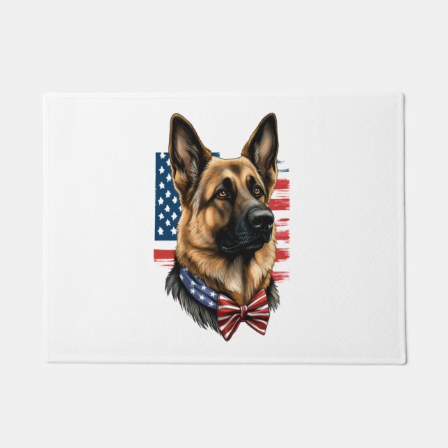 Deutscher Schäferhund mit amerikanischer Flagge Fußmatte (Vorderseite)