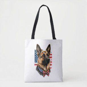 Deutscher Schäferhund mit amerikanischer Flagge Tasche